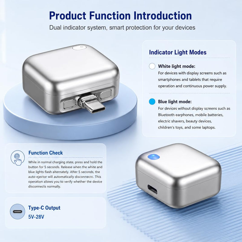 Auto Stop Charging Adapter – USB-C Fast Charger with Power Separator | Smart Physical Disconnect Charger for Battery Protection, Compatible with iPhone 17/16/15 Pro Max, Laptops, Tablets