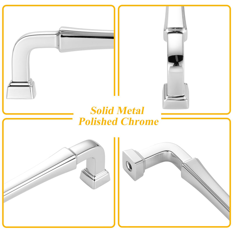 10 Pack 3-3/4 Inch Polished Chrome Cabinet Pulls Chrome Cabinet Handles Chrome Drawer Pulls 3175 Cabinet Hardware for Kitchen Cabinets Drawers Bedroom Dresser Bathroom Vanity 3-3/4 In Hole Distance 10