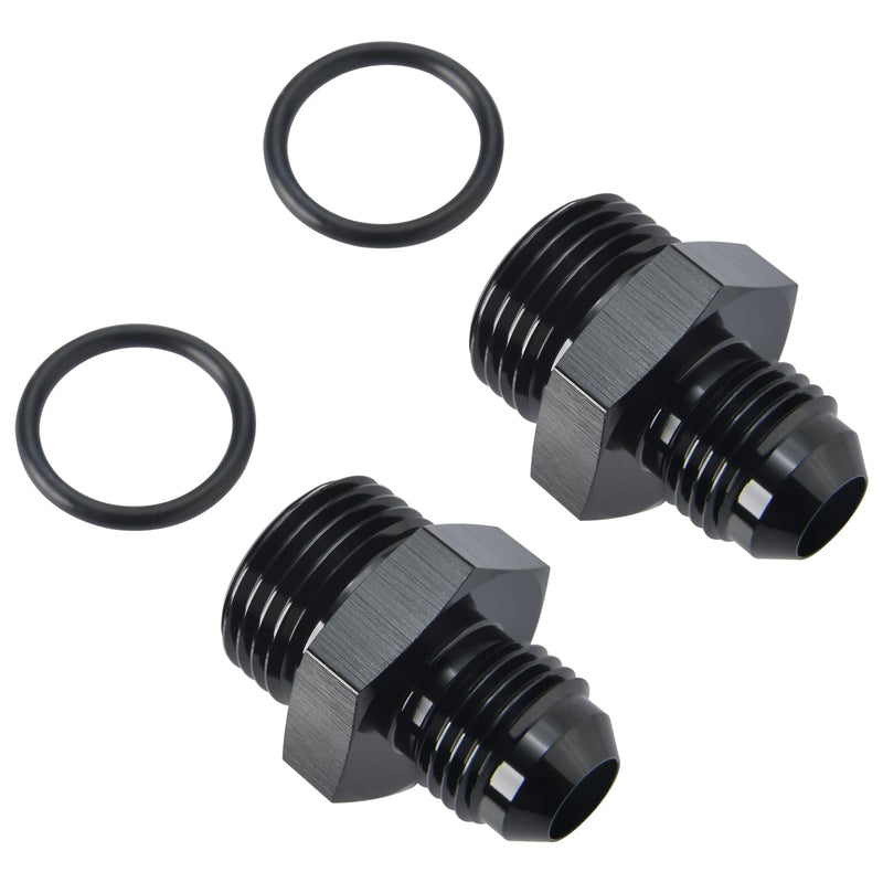 6AN Male Flare to 8AN ORB O-ring Boss Fuel Pump Rail Adapter Fitting Aluminum Black, Pack of 2 6AN to 8AN ORB Black - 2PCS