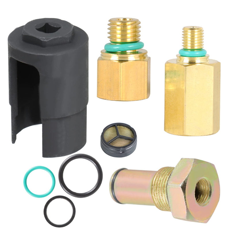 WFLNHB 6.0 High Pressure Oil Pump IPR Valve Oil Rail Adapters Leak Test Kit Air Test Fitting Tool and IPR Valve Socket with Seal Kit Replacement for Ford 6.0L Engine