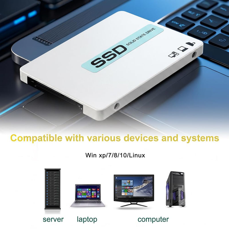 SATA III SSD 120G 2.5'' /7mm Internal Solid State Drive, Upgrade PC or Laptop Memory and Storage, up to 550MB/s for IT Pros, Creators, Everyday Users, White
