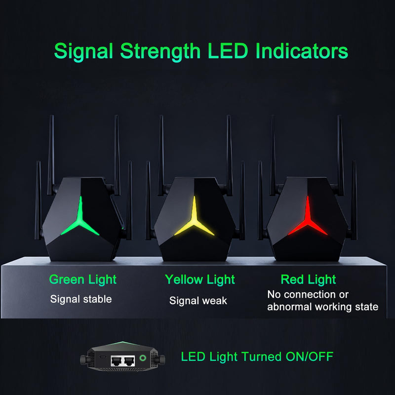 2025 AC1200 WiFi Range Extender, USB Dual Band 5GHz/2.4GHz WiFi Repeater with 3 Modes & 2 Ethernet Ports Cover up to 12000 Sq.ft, EX004 Internet Signal Booster for Whole Home, Plug and Play (Black) Black