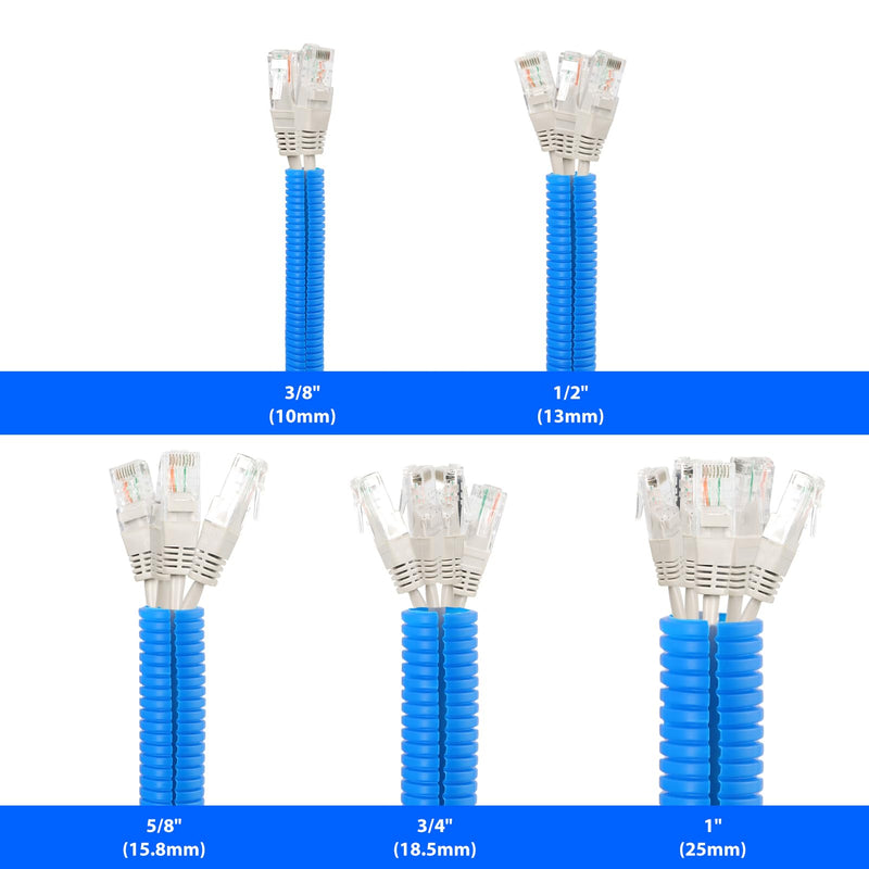 Split Wire Loom, 20ft Cable Sleeve, Flexible Cable Management Sleeve Cord Protectors from Pets No Chew for Home Office Automotive Industry (Blue, 1") Blue 1"