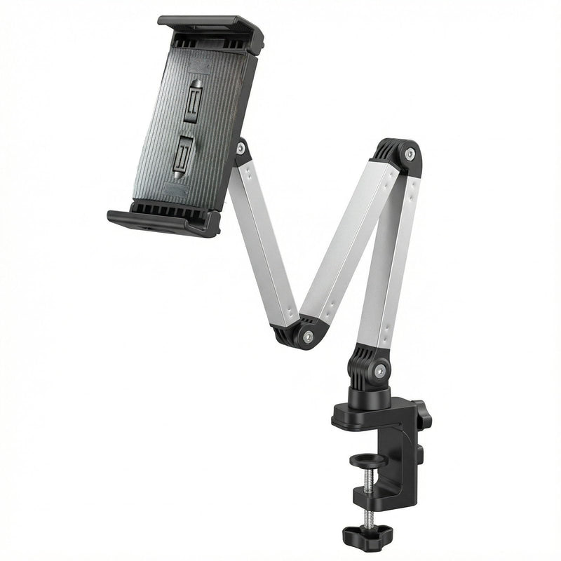Aluminum Alloy Rotatable Plate Bracket Holder, Mechanical Arm, Universal Cantilever, Universal Metal Desktop Dual Device Bracket, for iPhone, iPad, Tablet, PC Phones