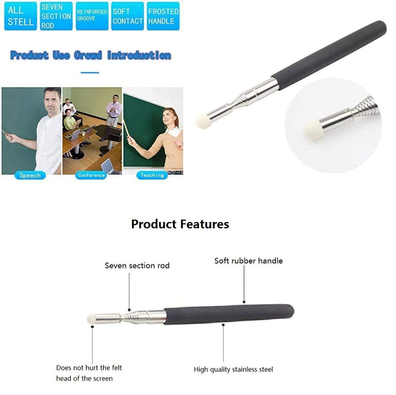 2PCS Pointer Sticks,Extendable Pointer,Hand Pointer Classroom Pointer for Teacher,Telescopic Teacher Pointer Retractable Pointer Hand Pointer for Kids (Package Quantity: 2, Black) Package Quantity: 2