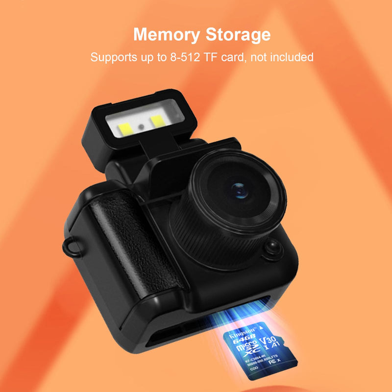 Mini Keychain Camera, 1080P 2MP Small Thumb Sized Mini Retro Nostalgic Camera Video Camcorder, with Charger Base and LED Flash Light