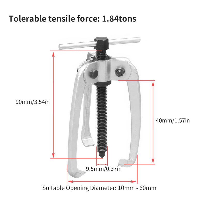3 Jaw Puller 2.25in/60mm Universal Bearing Gear Pullers Heavy Duty Extractor Tool,High Carbon Steel Puller,Adjuestable Pulley Removal Tool for Bearings/Flywheels/Pulleys Remove Micro 3Jaw 0.4-2.25 In