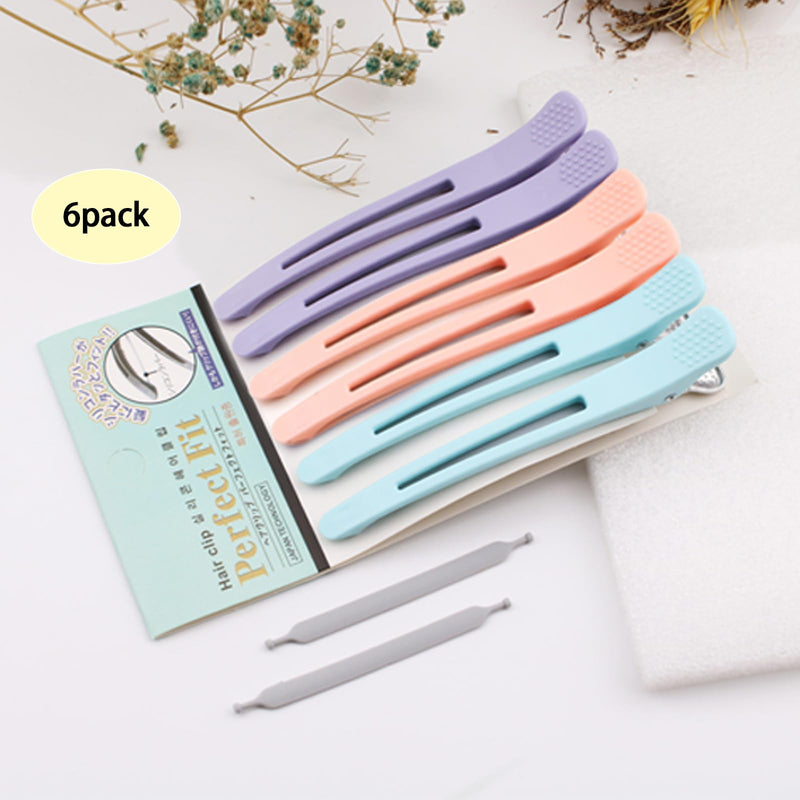 6pcs Hair Clips for Styling Sectioning, Anti-Slip No-Crease Duck Billed Hair Clips with Silicone Band, Colorful Hair Roller Clips, Salon and Self Hair Cutting Clips for Hairdresser, Women, Men
