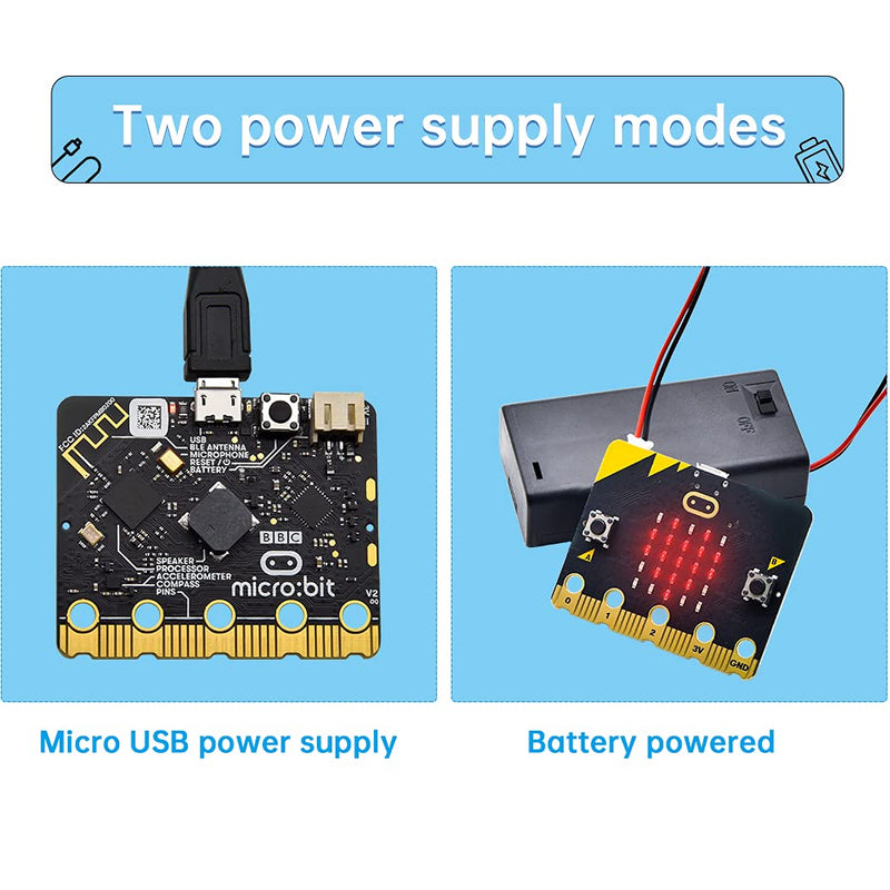 KEYESTUDIO Micro:bit V2 Go Kit Original Microbit V2 Starter Kit, with Micro:bit V2, Battery Holder, Micro USB Cable