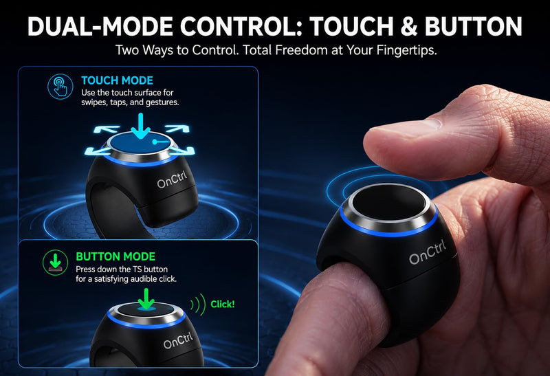 TikTok Scrolling Ring for Phone,Wireless Camera Shutter | Touch & Button Controller, Bluetooth Camera Remote Control Compatible with DJI Osmo Action, Insta360 & GoPro Black