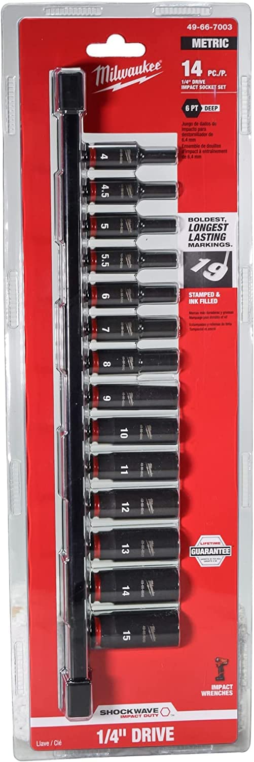 Milwaukee Electric - 14PC Shockwave IMP Duty Metric DP 6-PT Socket Set