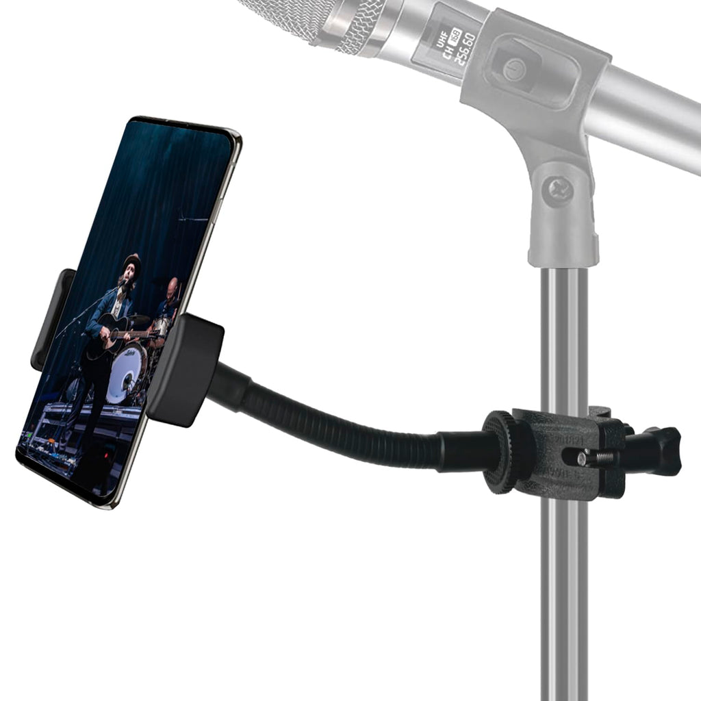 Mic Stand Phone Holder, JCWINY Flexible Phone Holder for Microphone Stand, Adjustable iPhone Mic Stand Holder, Music Stand Phone Holder for iPhone 14 13 12 MAX Pro Samsung Galaxy All Smartphones