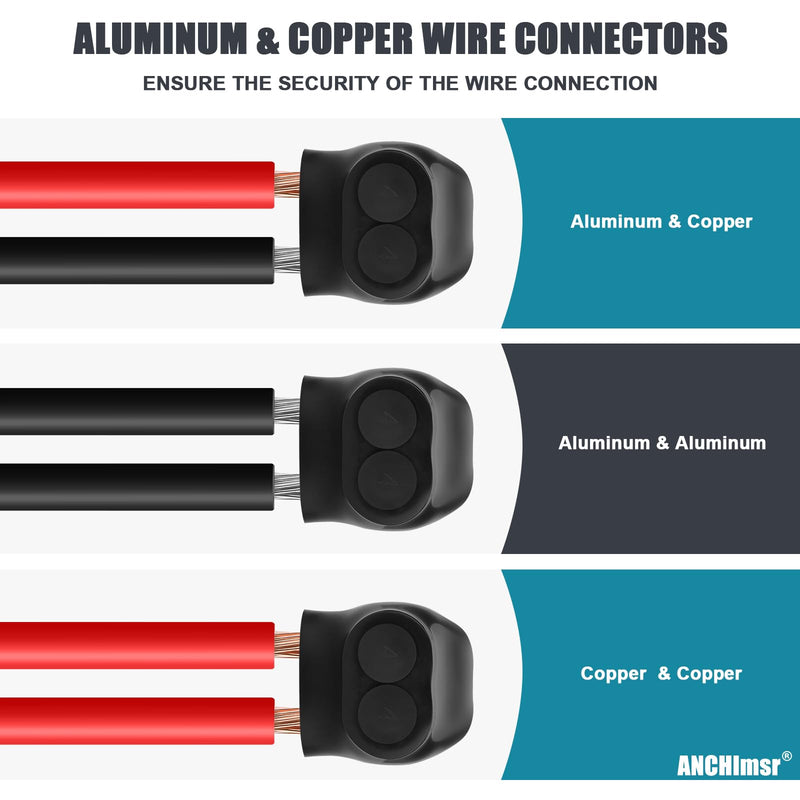 2-Port Insulated Multi-Tap Connector 4-14 AWG Aluminum-to-Copper Single-Side Entry Aluminum Wire Connectors 5/32" Slotted Allen Hex (5 Pack) 5PCS 2 port 4-14 AWG