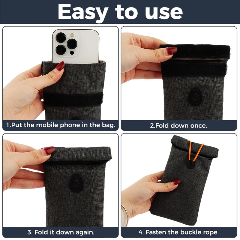 2 Pcs Faraday Bag for Phones, GPS & Signal Blocking Pouch Black | RFID Privacy Protection Case with Card Sleeve - Black Signal Blocking Bag for Personal Security