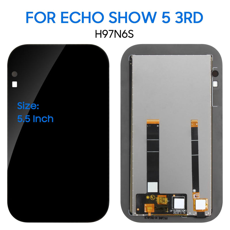 5.5" Screen Replacement for Echo Show 5 3rd Gen LCD Display for Echo Show 5 3rd H97N6S LCD Display Touch Digitizer Glass Assembly Repair Kit Black