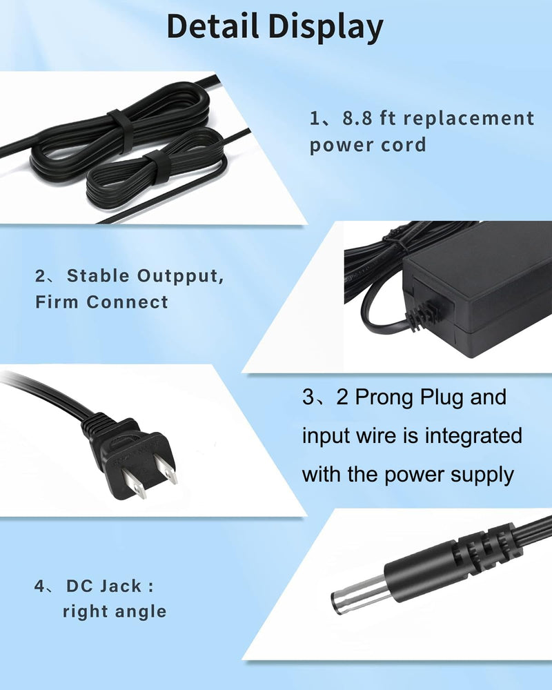 15V Video Light Power Adapter Compatible with GVM Great Videq Maker 520S 560AS 672S 680RS 480LS 480LSG 29W 800D 800D-RGB 40W High Beam Bi-Color LED Video Soft Light Panel XMX-6501EPT