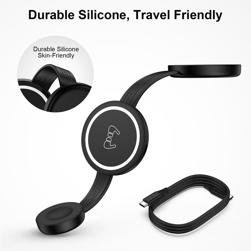 3 in 1 Wireless Charging Station Samsung, Foldable Wire Less Charging Pad for Samsung S26 S25 Ultra S24, Fast Charging Station Galaxy Watch8/7 Galaxy Buds4, Travel Charger for Samsung Multi Devices Wireless Charger Black