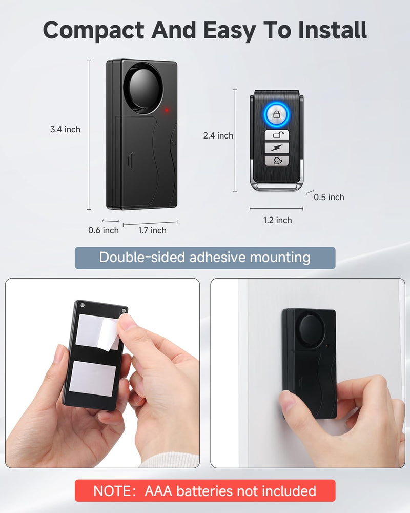 110dB Car Alarm System, Anti-Theft Vibration Alarm with 10 Levels Sensitivity Adjustable, Wireless Remote Anti Theft Device for Car, Truck, RV, E-Bike, Motorcycle