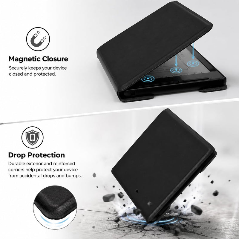 Slim PU Leather Case for Xteink X3 E-Reader | Lightweight Design, Daily Carry，Magnetic closure function，High degree of fit，Convenient for charging black