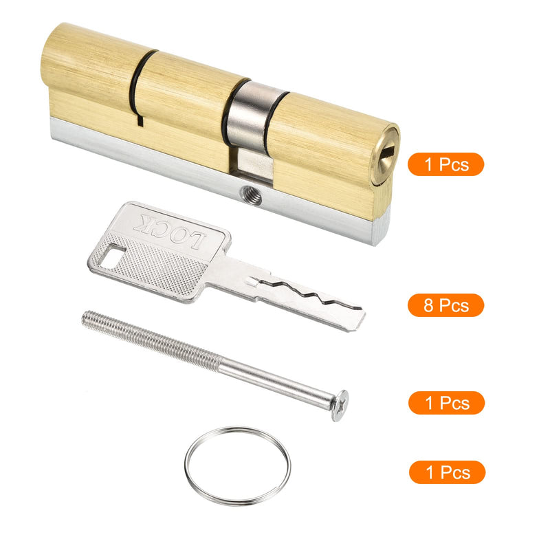 PATIKIL 32.5/57.5 (90mm Overall) European Double Lock Cylinder, Door Cylinder Lock with 8 Keys for Wooden Doors, Aluminum Doors 32.5mm/57.5mm