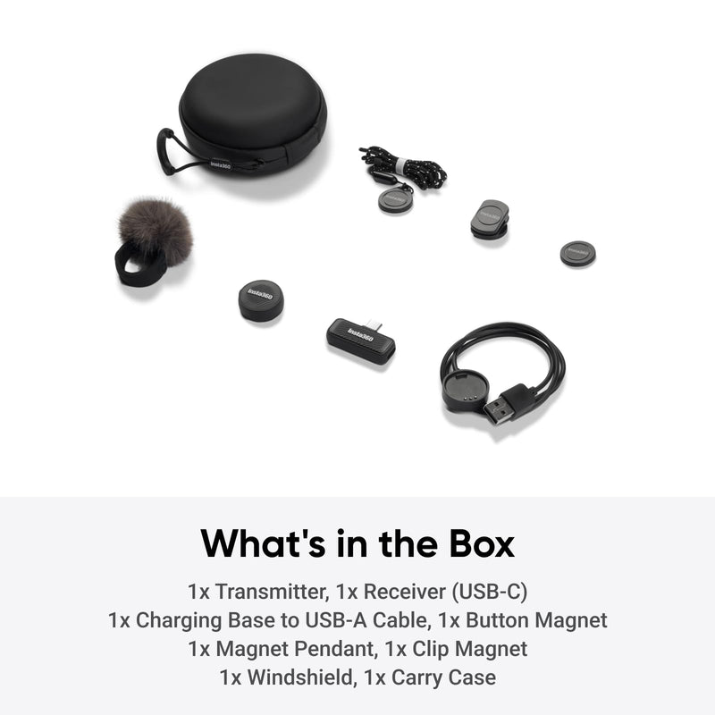 Insta360 Mic Air (1 TX + 1 RX), Noise Cancelling, 300m Range, Wireless Microphone for USB-C iPhone/Android/PC/Mac, Vlog, Streaming Mic Air (1 TX + 1 RX)