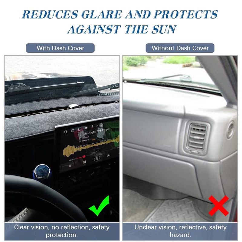 KEDAKEJI Black Dashboard Dash Board Cover Mat Carpet Compatible with 2007-2013 Chevrolet Silverado GMC Sierra