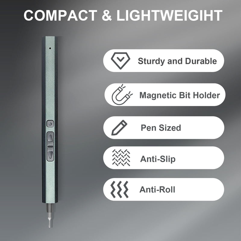 Mini Electric Screwdriver, 30 in 1 Small Electric Screw Driver Kit with 24 Magnetic Bits,3 LED Lights， Precision Cordless Repair Tool for Phone, Camera, Laptop, Watch Gray