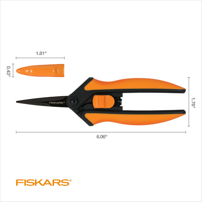 Fiskars 6" Pruning Scissors (2-Pack) for Flowers, Buds, Weeds and Small Plants, Garden Snips with Resin Resistant Nonstick Stainless Steel Blades, Gardening Trimmers with Comfortable Handle Non-Stick Snips (2-Pack)