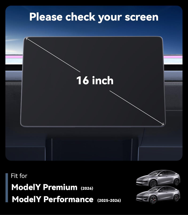 Nmoiss 3 in 1 16“ New 2026 Model Y Premium & performance Screen Protector | [9H+ Hardness No More Glare & Fingerprint] Matte 3 Psc Protector Center Display + Rear Touchscreen + Rearview Mirror Model Y 16“ Model Y