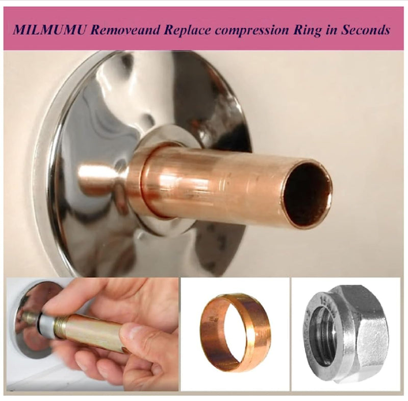 Compression Sleeve Puller Remove Tool Nut & Ferrule of Pipe 03943 - Sleeve Remover for 1/2-Inch Compression Fittings Only - Plumbing Tools Compression Ring Removal Tool Corroded & Frozen Supply Stops M-0‎3943