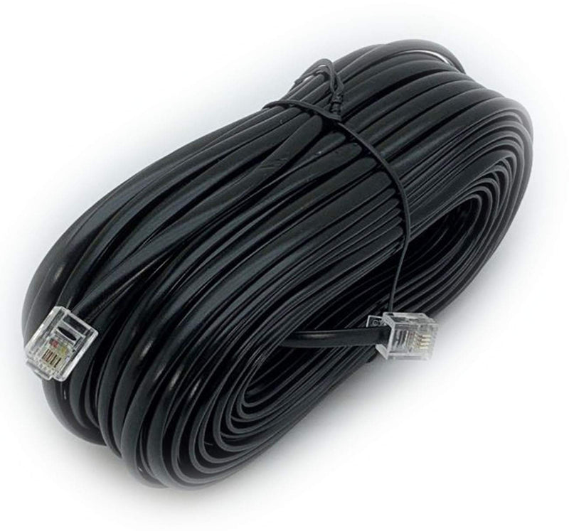 iMBAPrice 100 Feet Long Telephone Extension Cord Phone Cable Line Wire - Black 1 100 Ft. Extension Cord (Black)