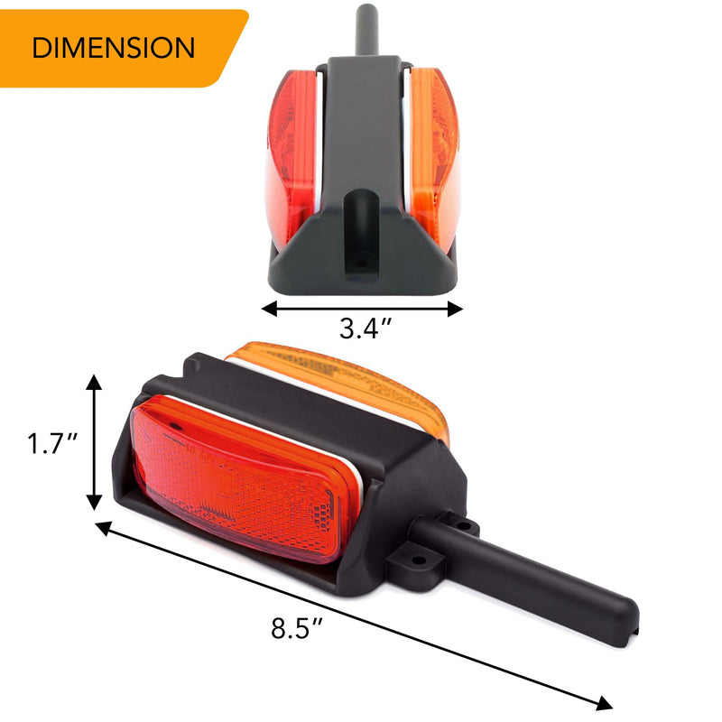 Lumitronics Pre-Wired Fender Clearance Trailer Lights Assembly (Amber/Red) - Left and Right Left & Right