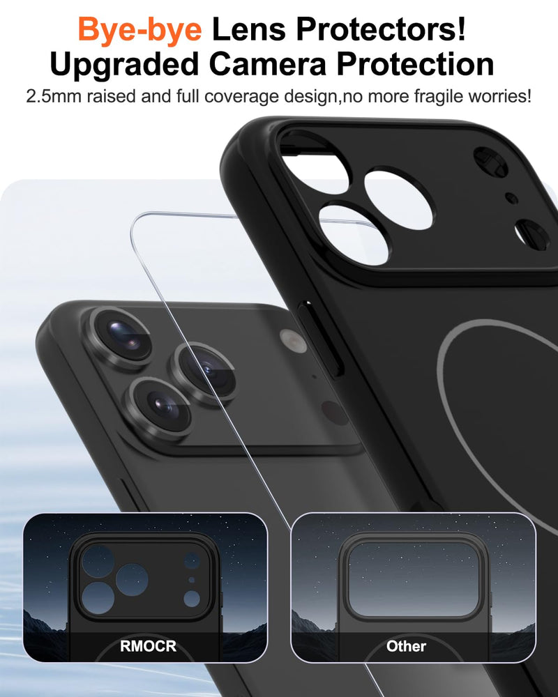 Magnetic for iPhone 17 Pro Max Case,Shockproof Matte Cover,Black Matte | with Screen Protector,Compatible with MagSafe,Military Grade Drop Protection,Full Camera Protection,Non-Slip Design Case Black Matte