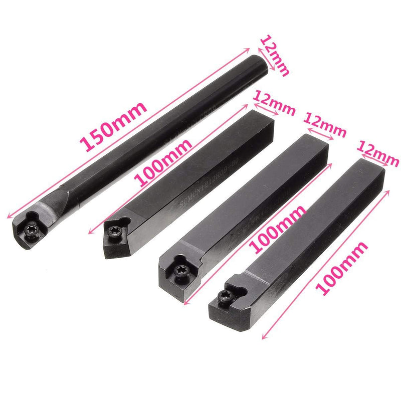 14Pcs Indexable Lathe Turning Tool 1/2"12mm,4PCS Metal Lathe Tools Holder S12M-SCLCR09,SCMCN1212H09,SCLCL1212H09,SCLCR1212H09 With 10pcs CCMT09T304 Carbide Inserts S12m-sclcr09/Sclcr1212h09/Sclcl1212h09/Scmcn1212h09+10Pcs ccmt09t304