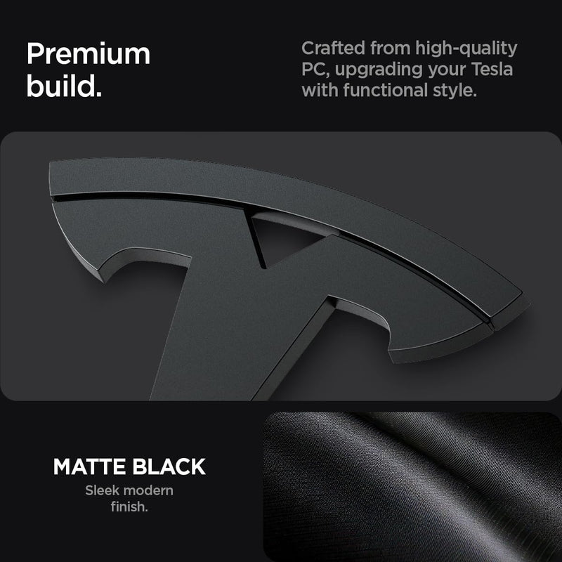 Spigen Front Emblem Logo Full Cover Sticker Designed for Tesla Model 3 2025/2024 Refresh (Highland) - Black