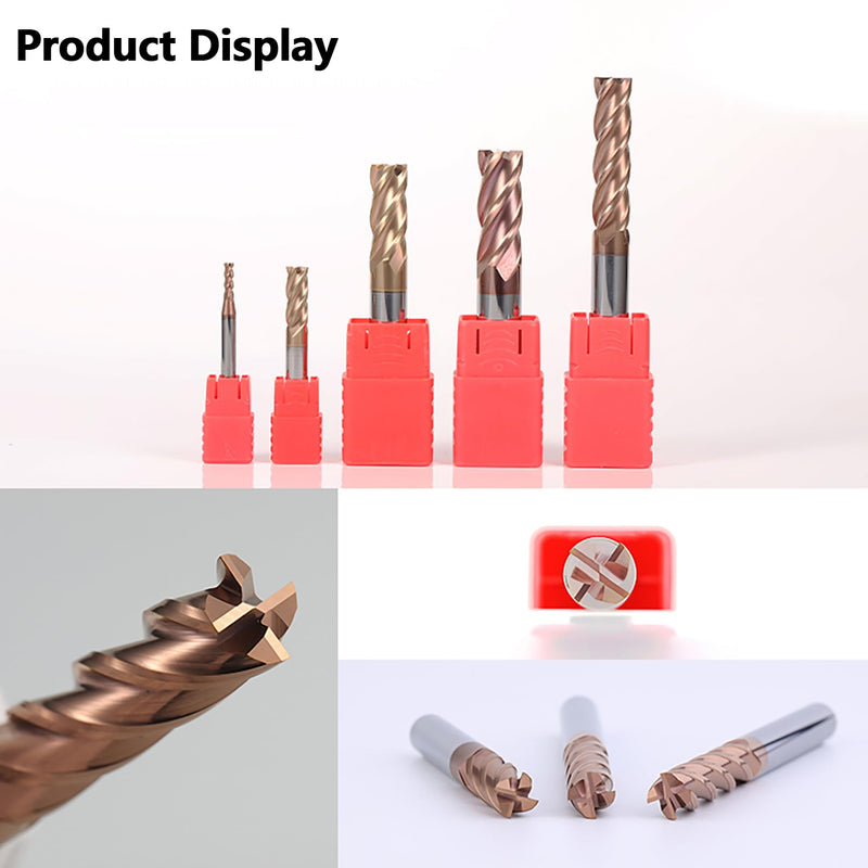 5PCS Micrograin Carbide Square End Mill Set with TISIN Coated - 1/16" 4 Flute CNC Milling Bits for Hardened Steel/Cast Iron/Alloy Steel - HRC55 1/16 in 5