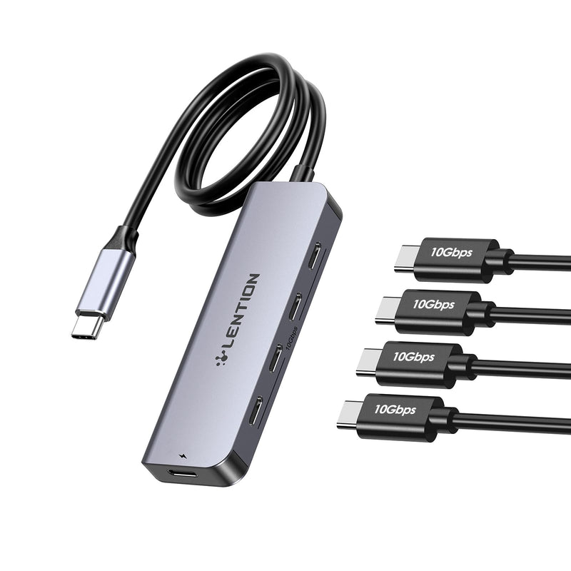 LENTION 2FT Long Cable USB C Hub with 4 x USB C Ports (USB 3.2 Gen 2, 10 Gbps,Thunderbolt Speed), 100W PD Charging, Compatible 2023-2016 MacBook Pro, New Mac Air/Surface, More (CE31s, Space Gray)