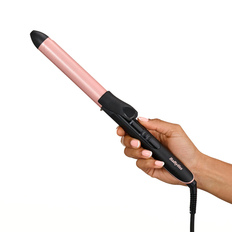 Babyliss Rose-Quartz 25mm Curling Tong - Natural Curls & Waves, Pink C451U | Quartz-Ceramic Hair Curler, 6 Heat Settings, Fast Heat-Up, Extra Long Barrel, Long Hair Curling Iron, Auto Shut Off, Heat Mat Rose - 25mm Tong