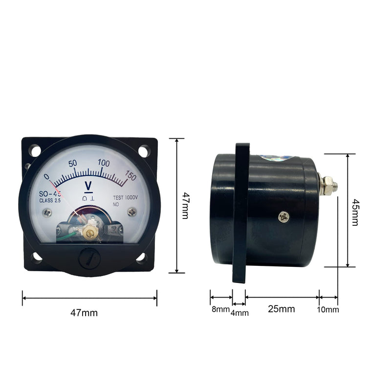 Analog Dial Panel Meter Voltmeter Gauge SO-45 DC 0-5V Round Current Measuring Ammeter