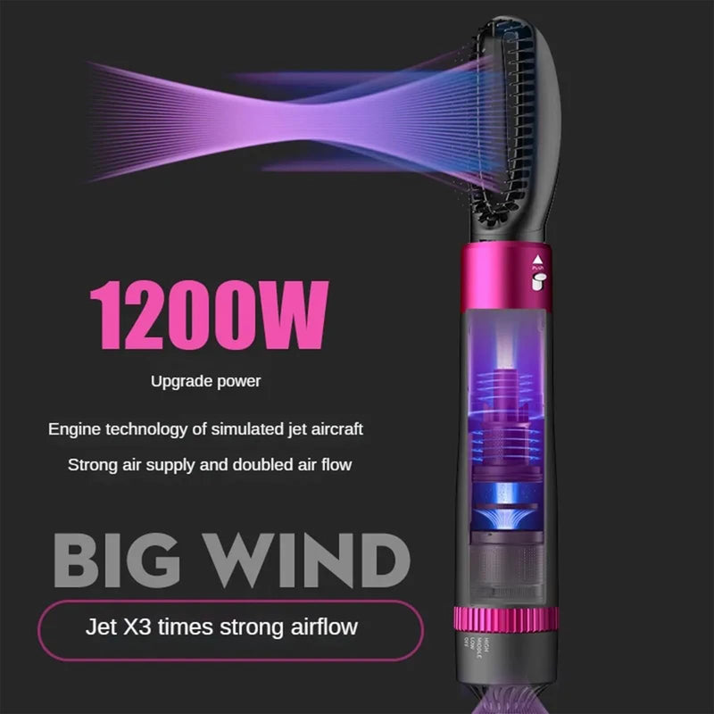 Sadodo 5-in-1 Hot Air Styler Brush for Women, 1200W Blow Hair Dryer Comb | Multifunctional Styling Tool for Home & Travel,For All Hairs Length - Quick Drying, Curling, Straightening, Gift for Woman Black-purple
