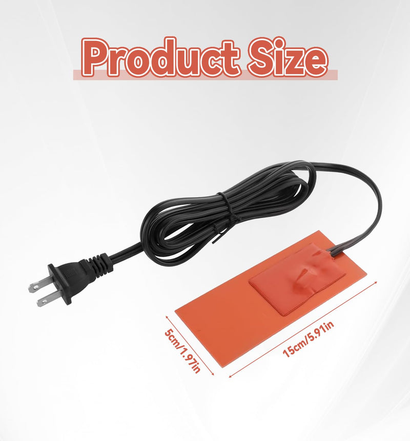 3Pcs Silicone Car Heater Pad Engine Oil Heater Pad, 2" x 6" Engine Heater Car Oil Pan Heater Pad 110V, 50W Self-Adhesive Battery Heater Pad for Car Oil Pan/Tank Type Cold Weathe