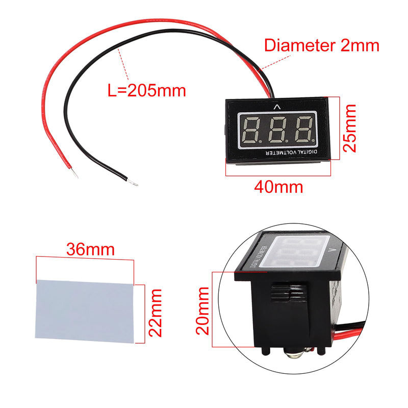 48V Golf Cart Led Voltmeter Blue Digital Voltage Meter Battery Gauge Waterproof Monitor w UV Film Protection for Club Car Ezgo Yamaha 36V 72V 120V