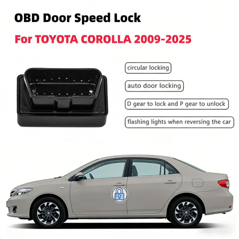 OBD2 Plug & Play Automatic Door Speed Lock Unlock System for Toyota Corolla 2009-2025 & Hybrid 2018-2025, Auto Transmission D/P Gear Auto Lock/Unlock, Manual Transmission 15km/h Auto Lock