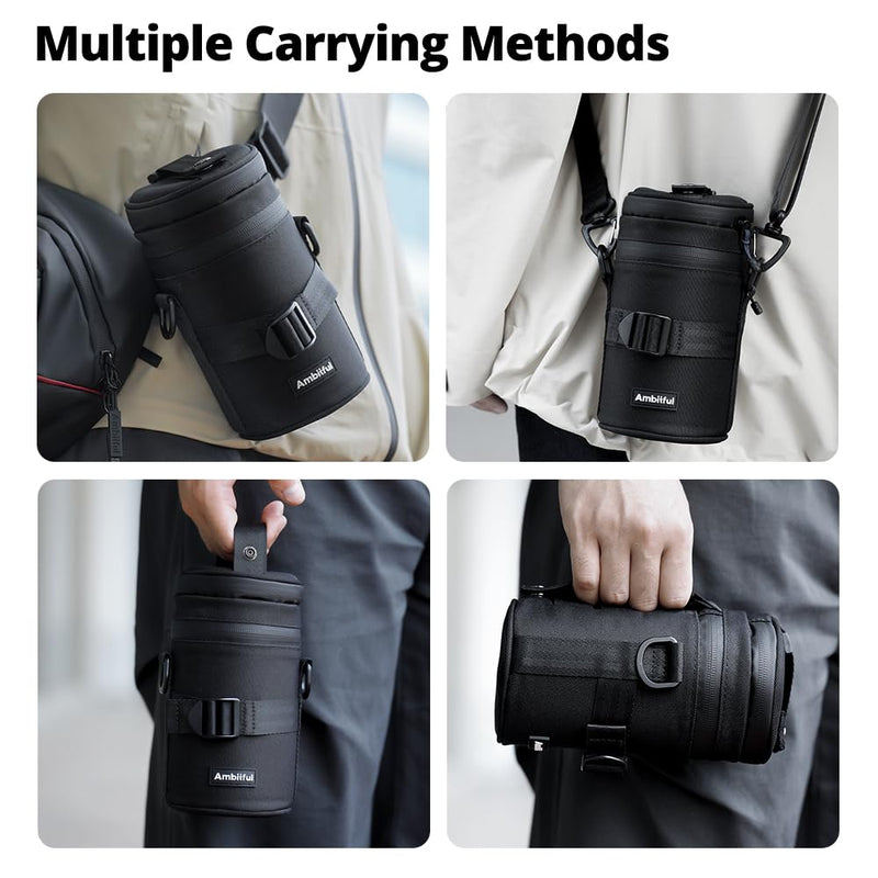 Ambitful 4.92 × 11.42 in Thick Camera Lens Pouch Case, Protection Lens bag | Water/Dust/Shock Lens Pouch for DSLR Camera Lens Compatible Below 4.92 × 11.42 in Sony, Nikon,Canon,Fujifilm,Tamron Lenses 125 × 290 mm (4.92 × 11.42 in)