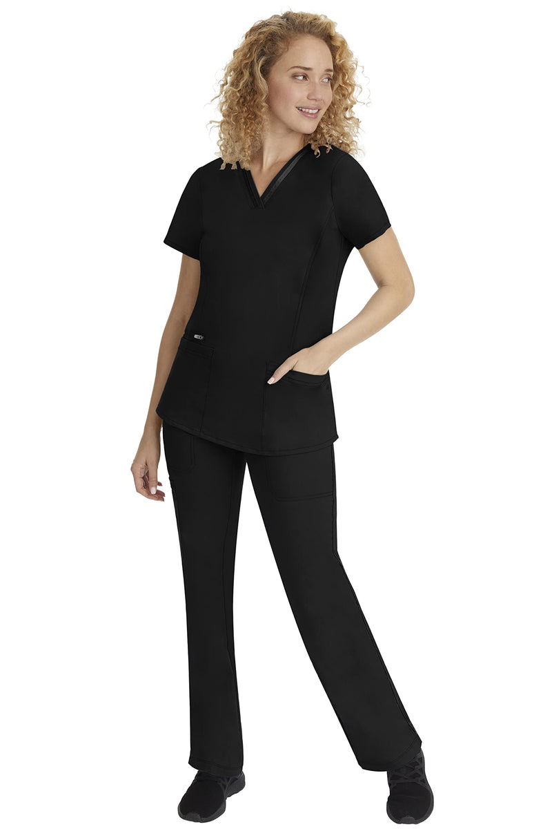 Healing Hands Scrub Top for Women with 3 Pockets and Easy Care, 2-Way Stretch Fabric 2278 Large Black