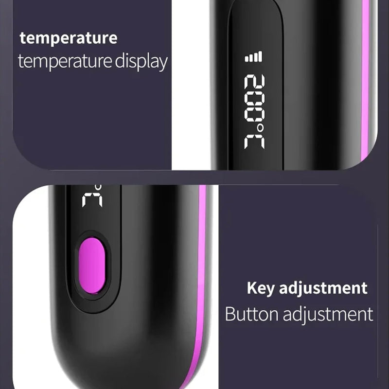 Go Brush Pro, Cordless Hair Straighteners Brush, Portable Wireless Hair Straightening Brush for Short Hair, USB Rechargeable Heated Hot Comb with 3 Temperature Settings, Mini Styling Comb for Travel A
