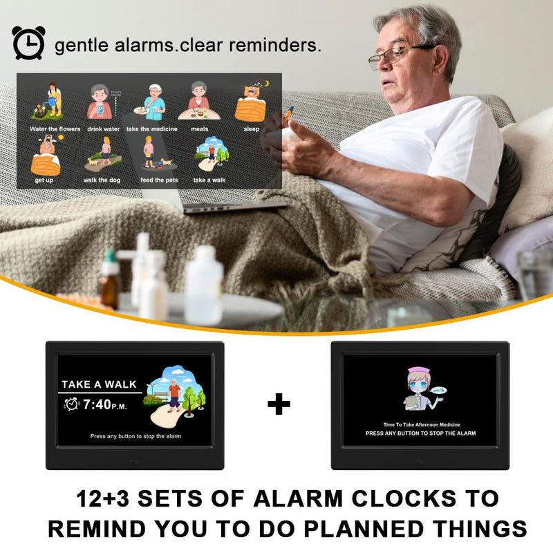 2026 Digital Clock Plug-in (No Battery), Power Outage Memory,DST Display Time, Date, Month, and Year Large-Font Clock for the Elderly 7inch black