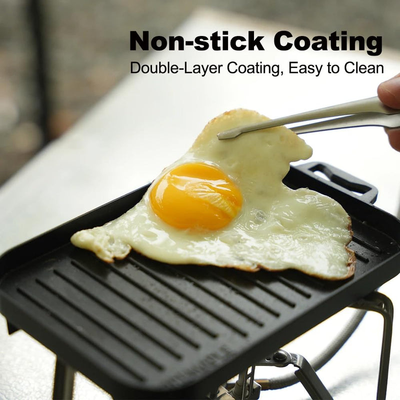 Fire-Maple Compact Aluminium Alloy Mini Griddle Set with Stainless Steel Tongs - Portable Heating Kit for Outdoor and Indoor Use