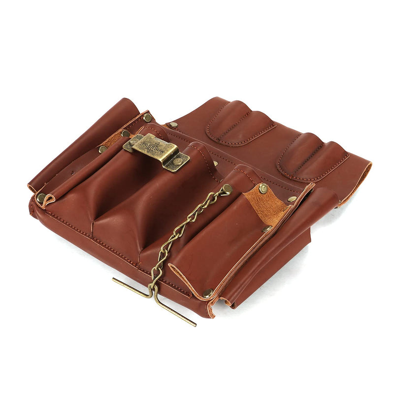 TOURBON Leather Tool Pouch Belt Tool Organizer for Carpenter Construction | for Wrench Screwdriver Chisel Folding Knife Tape Measure Plier, Framers Handyman Electrician's Tool Bag