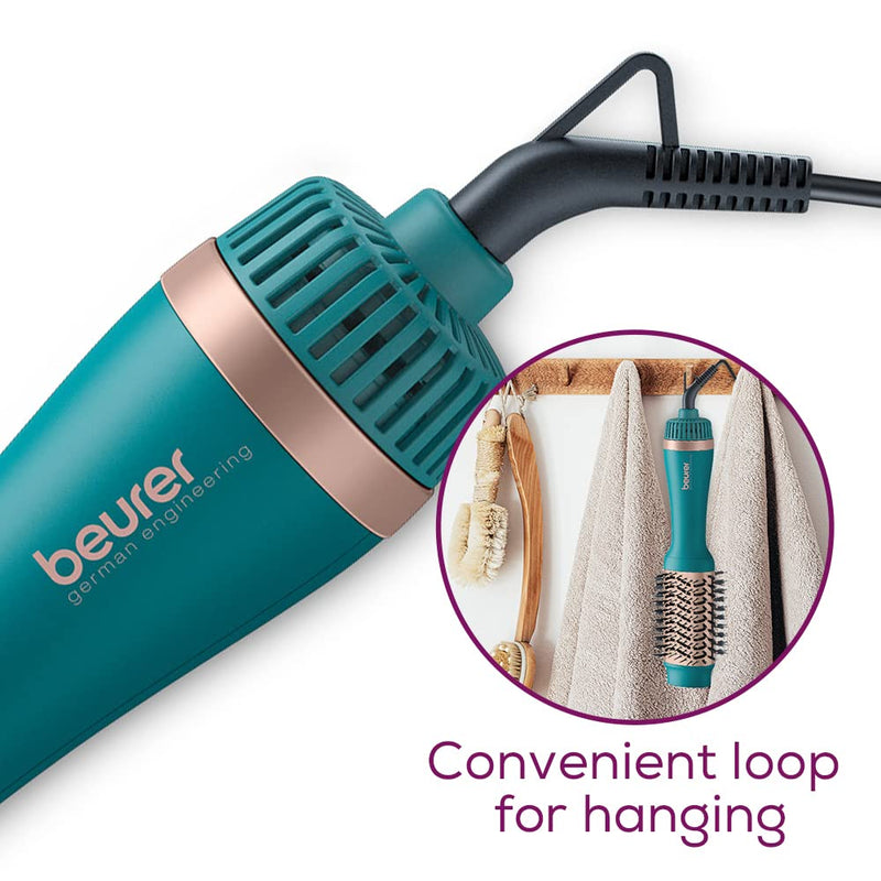 Beurer HC45 Ocean 2-in-1 Volumising Hair Dryer Brush, Drying Brush for Easy Styling and Added Volume, Ceramic Keratin Coating, 2 Heat & Speed Settings, Perfect Styling Brush with Ion Function